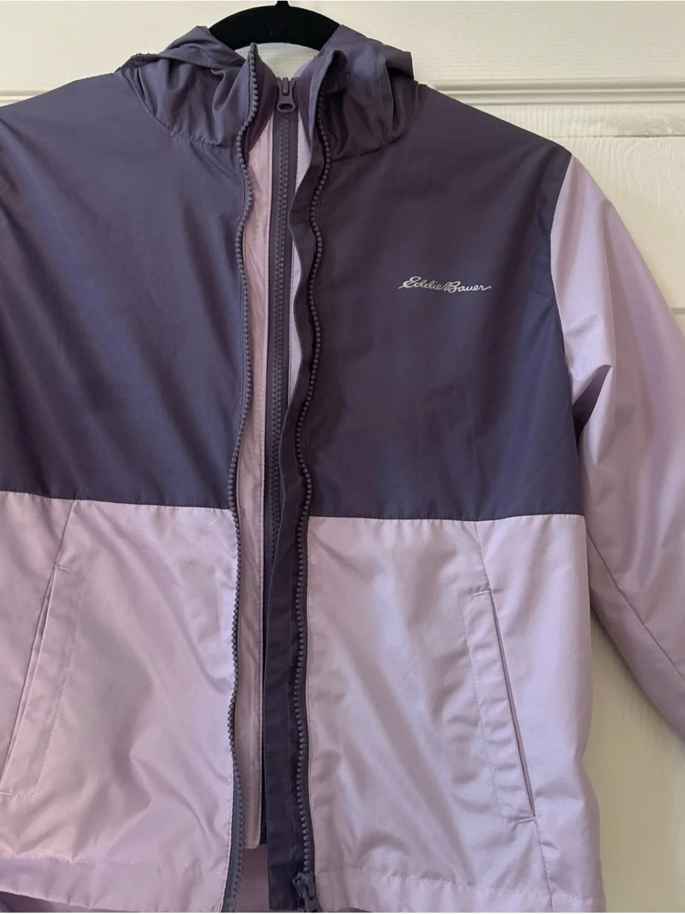 Eddie Bauer Jacket Girl Purple lilac Zip Windbreaker spring Coat Kid Youth S 7/8